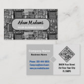 Zwart-wit PCB Printed Circuit Board QR Code Visitekaartje (Voorkant / Achterkant)