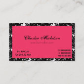 Zwart-wit Pearl PINK Damask Visitekaartje (Achterkant)