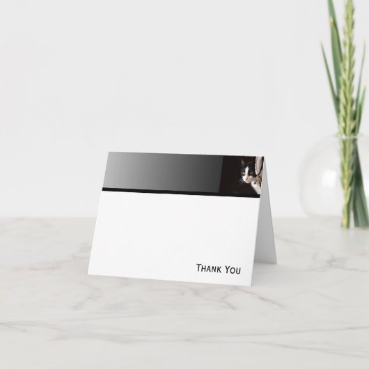 Zwart-wit Peekaboo Cat Bedankkaart (Voorkant)