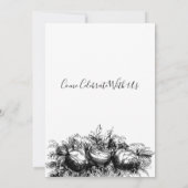 Zwart Wit Pen Inkt Floral Cupids Save The Date (Achterkant)