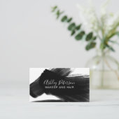 Zwart wit penseelstreek haar make-up typografie visitekaartje (Staand voorkant)
