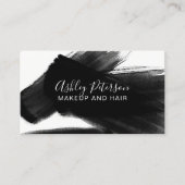 Zwart wit penseelstreek haar make-up typografie visitekaartje (Voorkant)