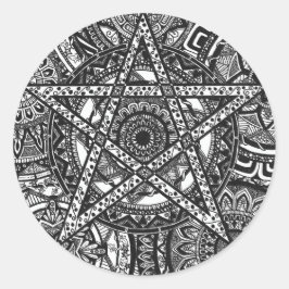 Zwart-wit pentagram mandala stickers