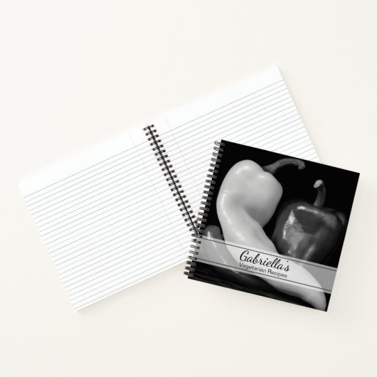 Zwart-wit Peppers Vegetarisch Recept Notitieboek (Binnen)