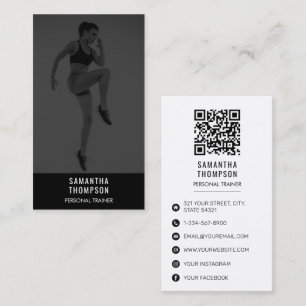 Zwart Wit Personal Trainer Fitness Custom Foto Visitekaartje