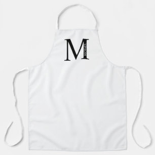 Zwart-wit, persoonlijk monogram en naam apr schort