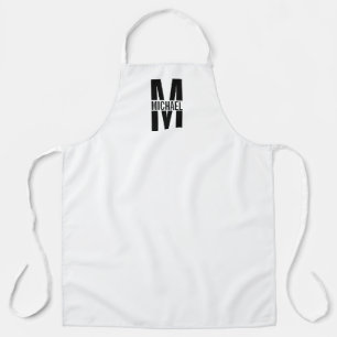 Zwart-wit, persoonlijk monogram en naam apr schort