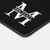 Zwart-wit, persoonlijk monogram en naam bureaumat (Hoek)