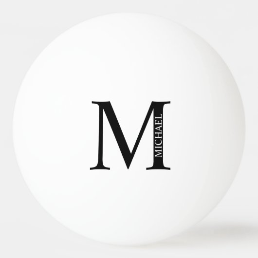 Zwart-wit, persoonlijk monogram en naam pingpongballen (Achterkant)