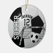 ⚽ Zwart-wit Persoonlijk Voetbal Keramisch Ornament (Links)