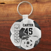 Zwart-wit Persoonlijke ⚽ 💖 Sleutelhanger (Voorkant)