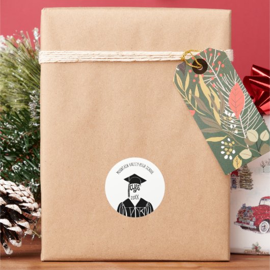 Zwart-wit Pet en geiteAfstuderen Ronde Sticker (Feestdagen)