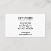Zwart-wit Pet Sitter Visitekaartje (Achterkant)