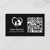 Zwart-wit Pet Sitter Visitekaartje (Voorkant)