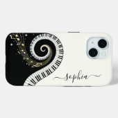 Zwart-wit Piano Keys Muzieknoten Monogrammed Case-Mate iPhone Case (Achterkant (horizontaal))