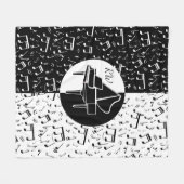 Zwart-wit Piano ontwerp Fleece Deken (Voorkant (Horizontaal))