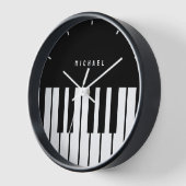 Zwart-wit Piano Toetsenbord Monogram Naam (Hoek)