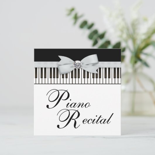 Zwart-wit pianotoetsen Overweging Uitnodiging (Staand voorkant)