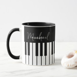 Zwart-wit pianotoetsenbord Monogram Mok