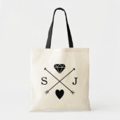 Zwart-wit Pijl Trouwmonogram Tote Bag (Voorkant)