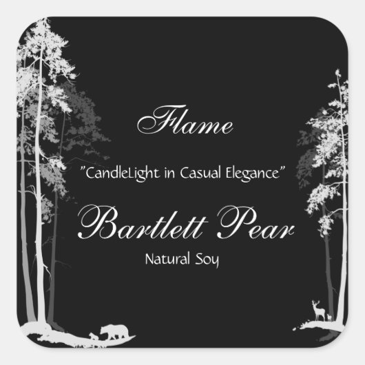 Zwart-wit Pine Tree Forest Candle Label (Voorkant)