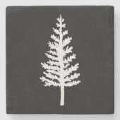 Zwart-wit Pine Tree Stone Onderzetter (Voorkant)