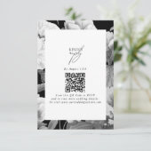 Zwart & Wit Pioenrozen Waterverf Bloemenbruiloft Informatiekaartje (Staand voorkant)