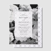 Zwart & Wit Pioenrozen Waterverf Bloemenbruiloft Vellum Uitnodigingen (Offset (Uitnodiging))