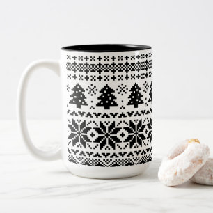 Zwart-wit Pixel gebreide trui Winter Mok
