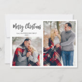 Zwart Wit Plaid 2 Fotocollage Kerstmis Feestdagenkaart (Voorkant)