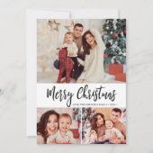 Zwart Wit Plaid 3 Fotocollage Kerst Kaart (Voorkant)