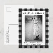 Zwart Wit Plaid Foto Vrolijk Kerstfeest Kaart (Voorkant / Achterkant)