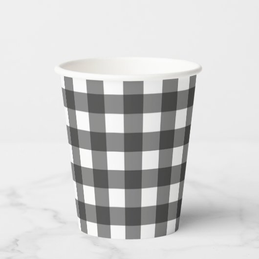 Zwart-wit Plaid Gingham Papieren Bekers (Voorkant)