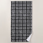 Zwart-wit Plaid met Paint Splatter Strandlaken (Voorkant)