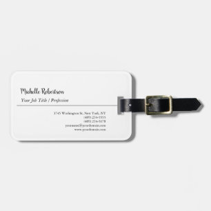 Zwart Wit Plain Minimalist Gepersonaliseerd Bagagelabel
