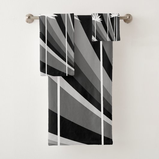 Zwart-wit Plant ontwerp Bad Handdoek (Insitu)