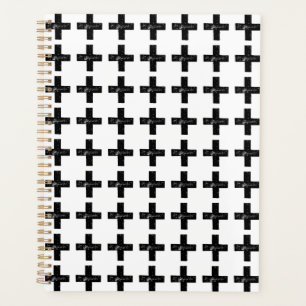 Zwart-wit "Plus" Wiskunde Symbool Lino Cut Planner