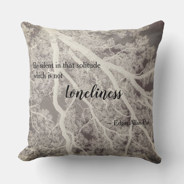 Zwart-wit Poetry Tree Kussen (Voorkant)