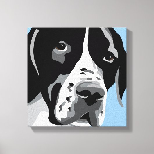 Zwart-wit Pointer Hondenportret Canvas Afdruk (Voorkant)