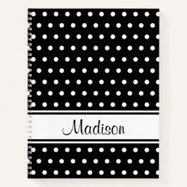 Zwart wit poka Puntband Manuscript Name Notitieboek