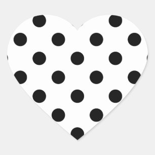 Zwart-wit pokadopatroon hart sticker
