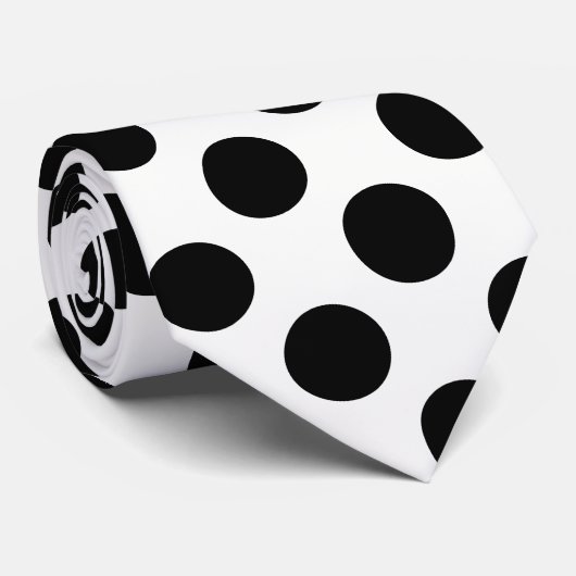 Zwart-wit pokadots stropdas (Opgerold)