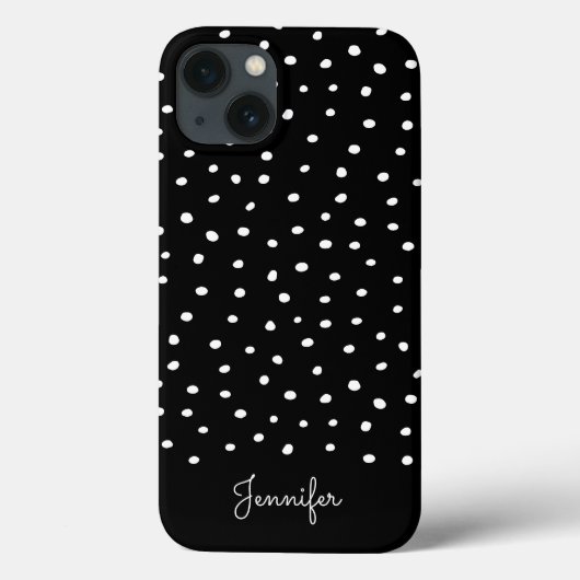 Zwart-wit poladots patroon met monogram Case-Mate iPhone case (Achterkant)