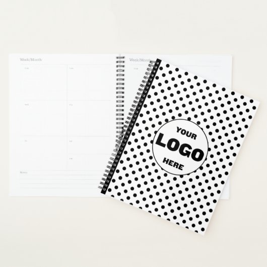 Zwart-wit Polka Dot Custom 2026 Business Planner (Display)