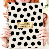 Zwart-wit Polka Dot Custom Name Planner