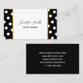 Zwart-wit Polka Dot Gold Foil Trim Visitekaartje (Voorkant / Achterkant)