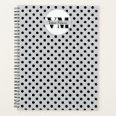 Zwart Wit Polka Dot Monogram 2026 Custom Planner (Voorkant)