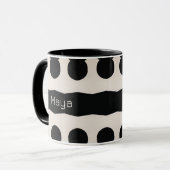 Zwart Wit Polka Dot Monogram Uniek patroon Mok (Voorkant links)