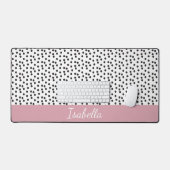 Zwart-wit Polka Dot Patroon Aangepaste naam Bureaumat (Keyboard & Muis)