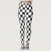 Zwart-wit Polka Dot Patroon Sluiten Leggings (Voorkant)